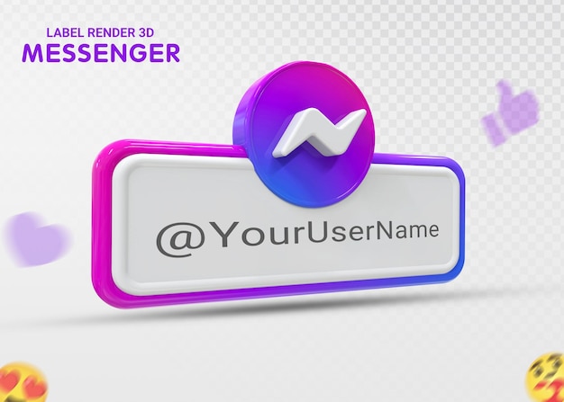 Messenger social media icon logo tercer tercio inferior web banner diseño 3d render