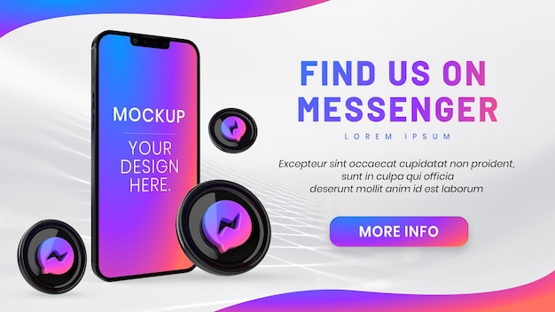 Messenger-Social-Media-Symbol mit Telefonmodell 3d