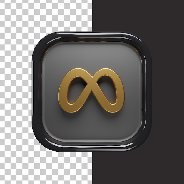 Meta facebook logo oro 3d