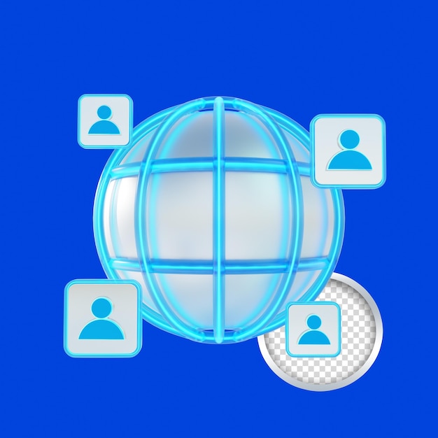 Meta rete e social media icone 3D con un'immagine di un globo