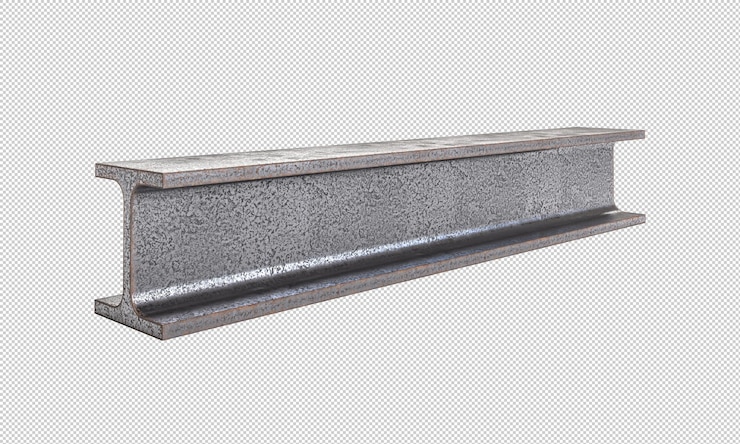 PSD metal beam isolated on white background