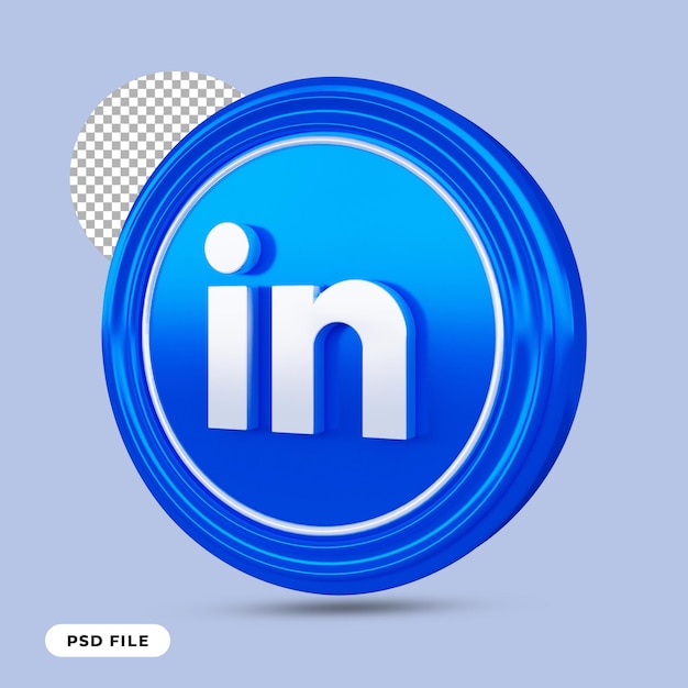 Metal brillante de icono de linkedin 3d aislado