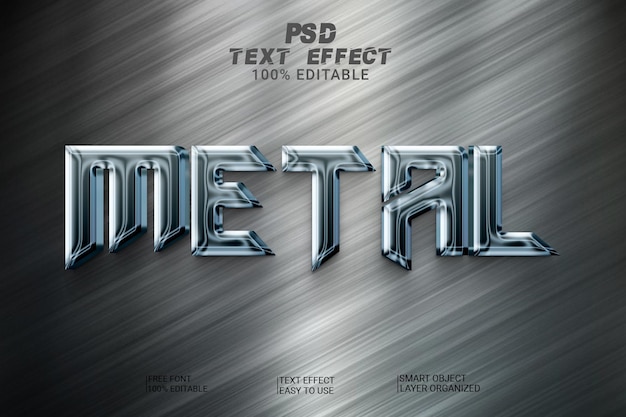 PSD metal de efeito de texto editável em psd