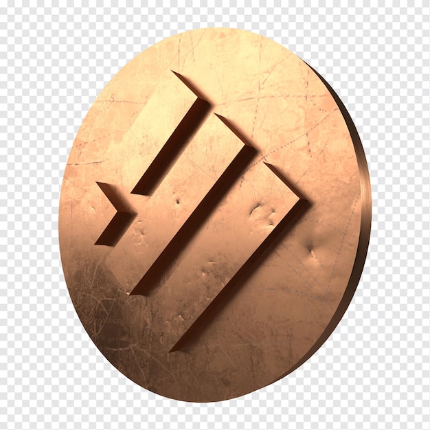 Metal oro finanzas criptomoneda 3d render vista lateral