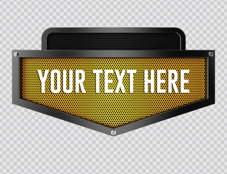 PSD metal sign with text banner