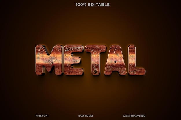 metal text effect font editable typography 3d text style