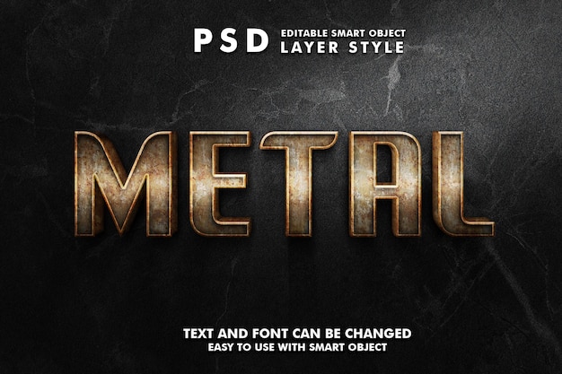 metall 3d realistischer texteffekt premium psd mit intelligentem objekt