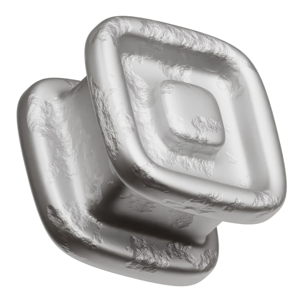 Metall abstrakte Form 3D-Symbol isoliert auf weißem Hintergrund