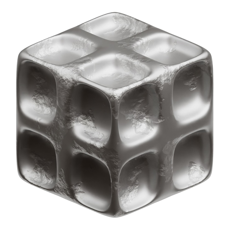 PSD metall abstrakte form 3d-symbol isoliert auf weißem hintergrund
