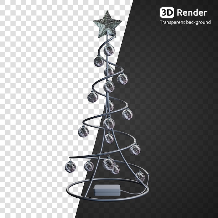PSD metall árbol de navidad 3d render aislado