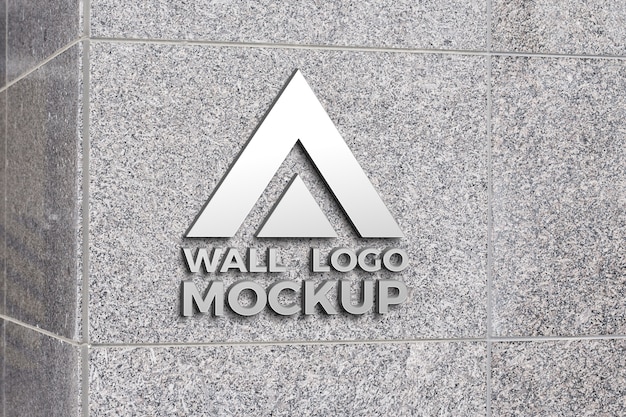 Metall-Logo-Mock-up auf Betonwand