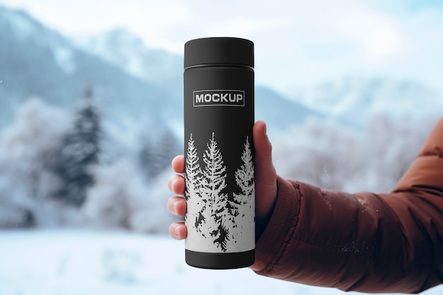 PSD metall-thermos-mockup-entwurf