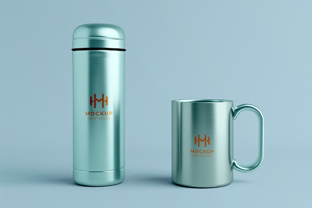Metall-Thermos-Mockup für Innenräume