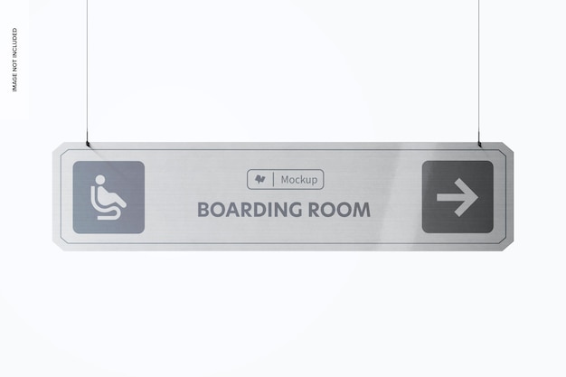 PSD metalldeckenschild mockup, vorderansicht