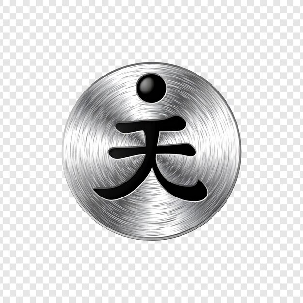 Metallic button with asian character