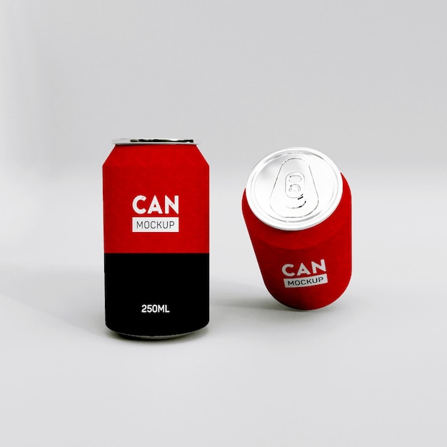 Metallic Can Mockup realistisches 3D-Rendering-Design PSD