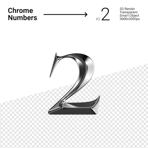 Metallic chrome nummer 2 zwei isoliert