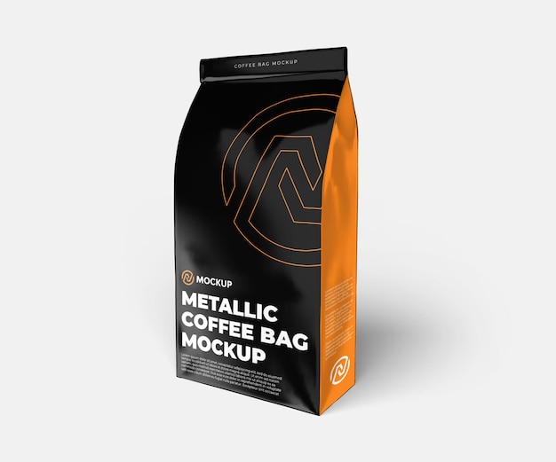 Metallic coffee bag mockup