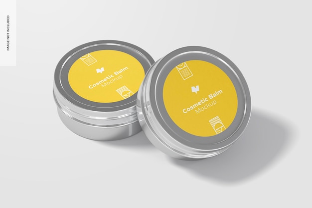 Metallic cosmetic balm packaging mockup, geschlossen