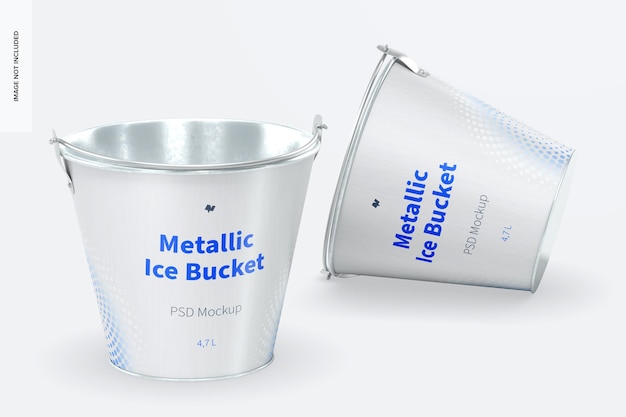 Metallic ice bucket mockup, perspektive