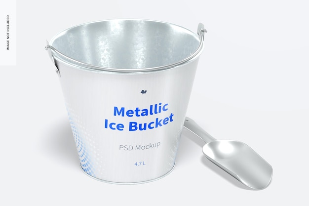 PSD metallic ice bucket mockup, vorderansicht