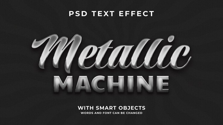 Metallic machine PSD editable text effect