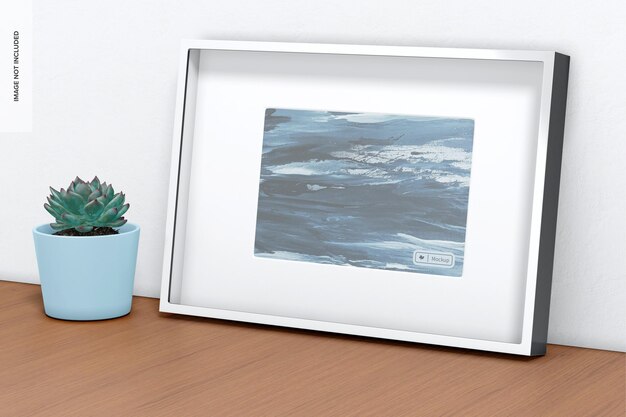 Metallic medium shadow gallery box frame mockup, angelehnt