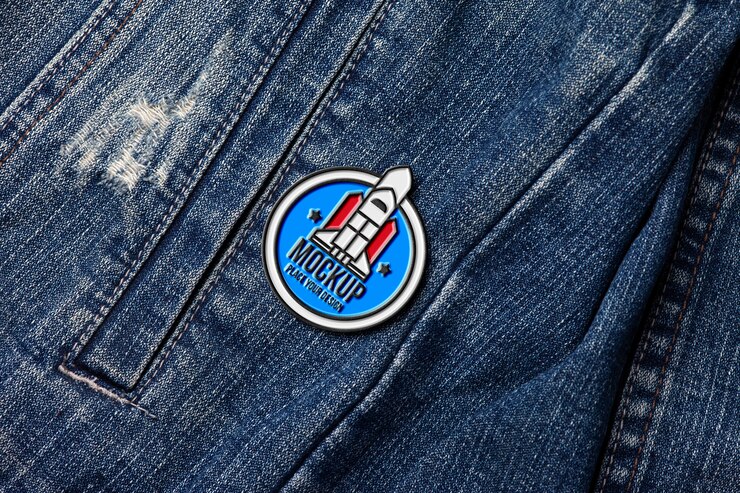 PSD metallic-pin auf denim-material