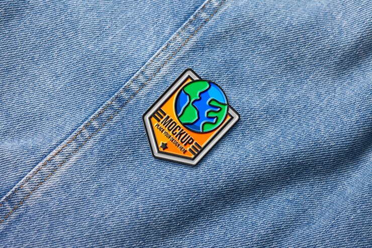 PSD metallic-pin auf denim-material