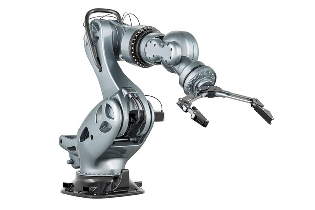 Metallic Robotic Arm 3D-Rendering isoliert auf transparentem Hintergrund