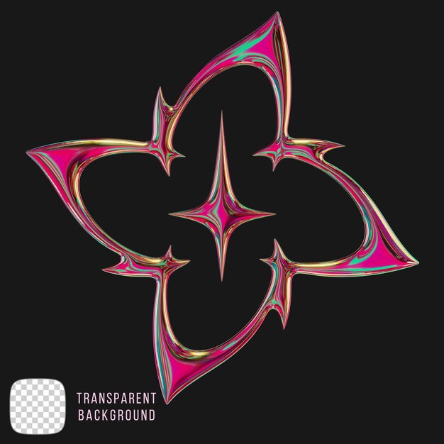 metallic shape 3d rendering on transparent background