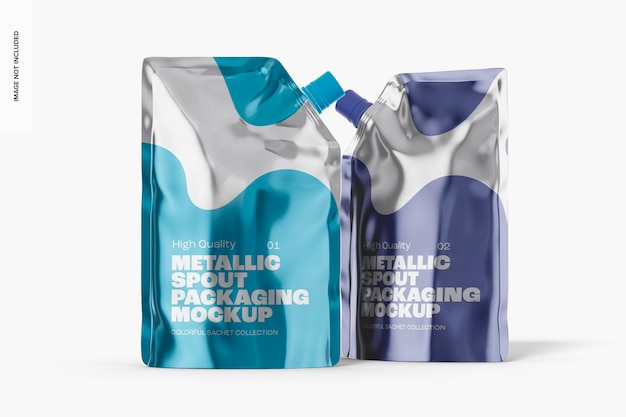 Metallic Spout Packaging Mockup, Vorderansicht