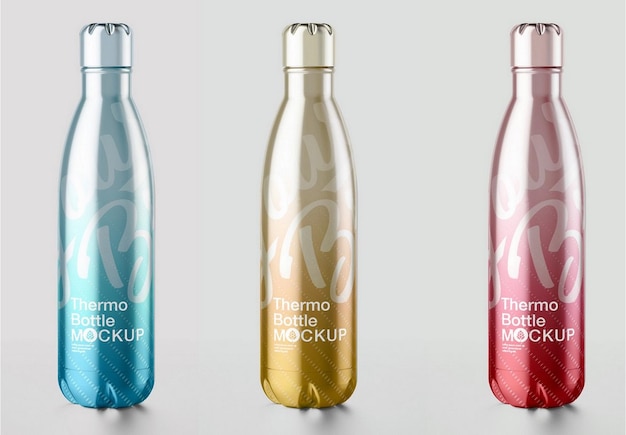 Metallic thermo bottle mockup