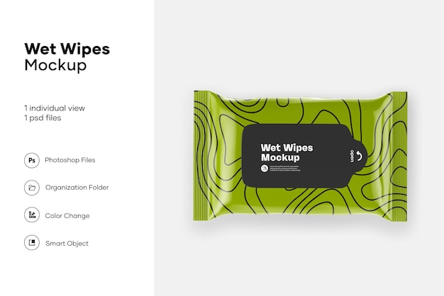 Metallic wet wipes pack mockup