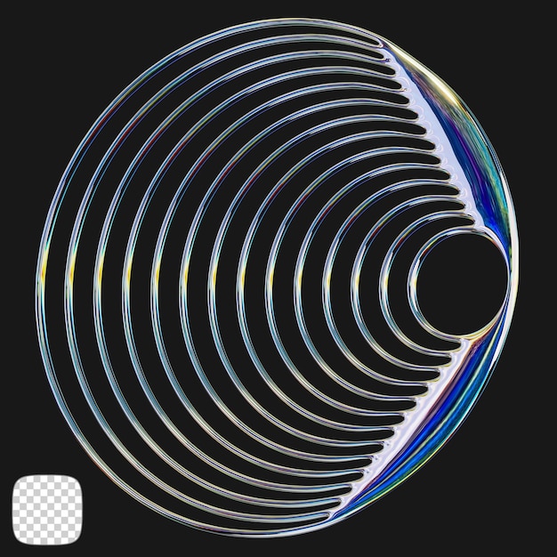 metallic y2k shape 3d rendering on transparent background
