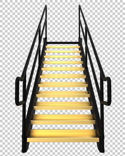 PSD metallische treppe isoliert auf transparentem hintergrund, 3d-darstellung