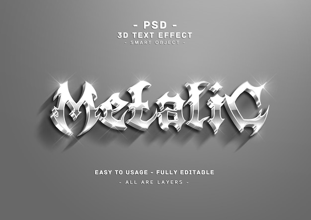 Metallischer 3D-Textstileffekt