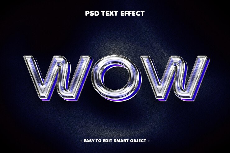 PSD metallischer chrom-stil wow-text-effekt
