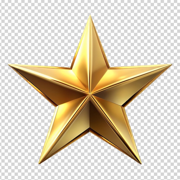Metallischer goldener Stern isoliert auf weißem Hintergrund