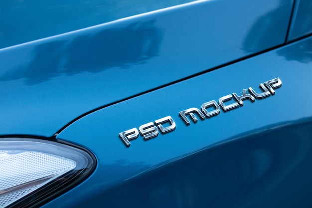 PSD metallisches 3d-geprägtes auto-logo-mock-up