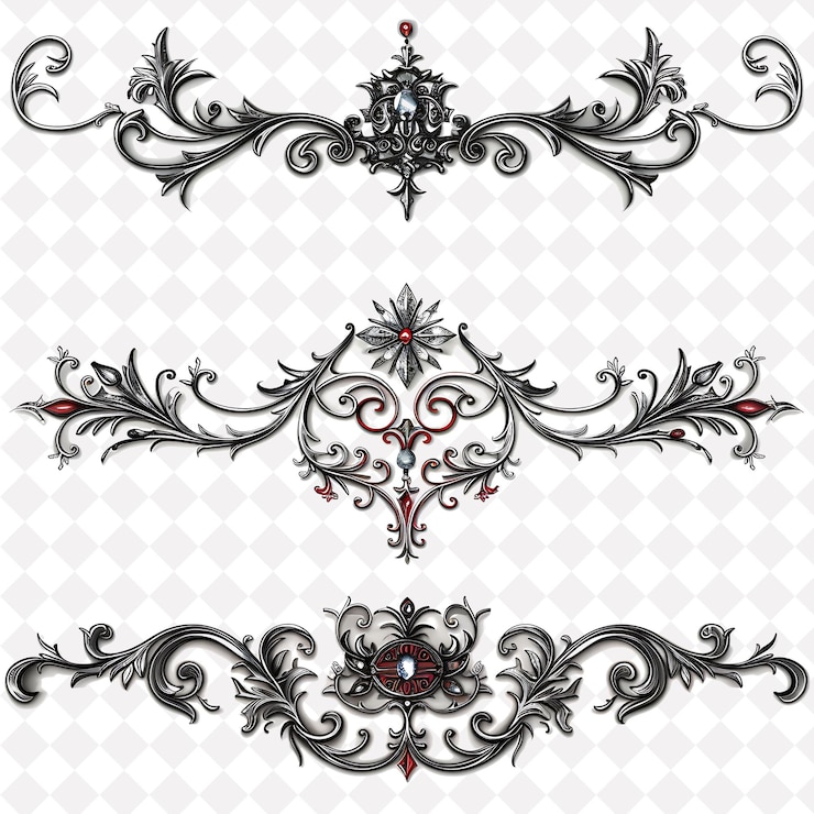 PSD metallo inciso con scrollwork elaborato borderlines design png collage collezioni d'arte