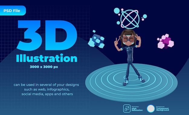 PSD metaverse-abbildung in 3d rendern