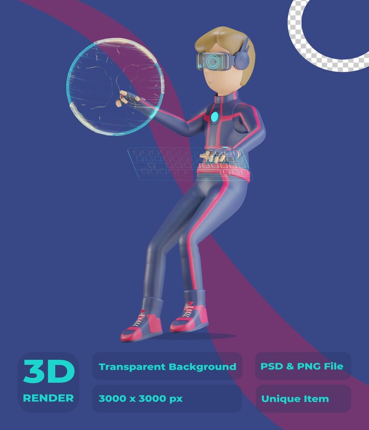 PSD metaverso de personajes 3d usando tierra virtual