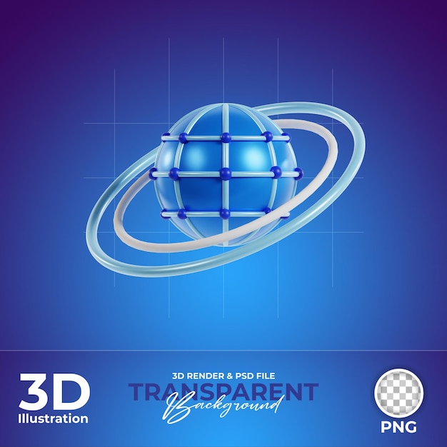 Metaverso de realidad virtual Ilustración 3d sobre un fondo transparente