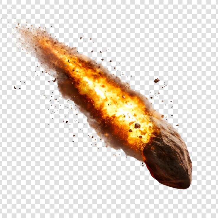 PSD meteorito de fogo caindo impacto dramático calor intenso