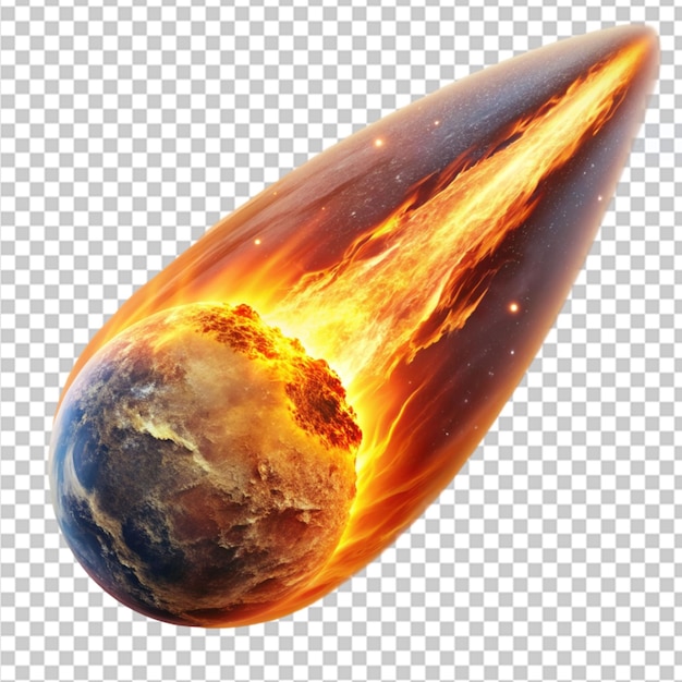 un meteorito en un fondo transparente