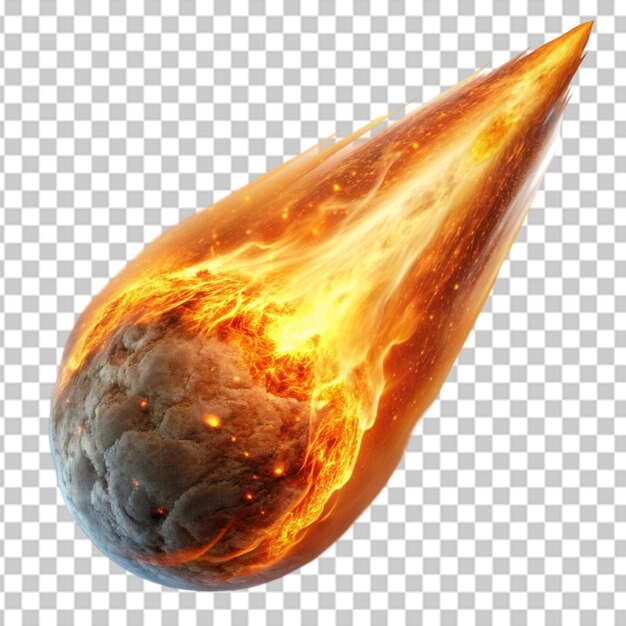 Un meteorito en un fondo transparente
