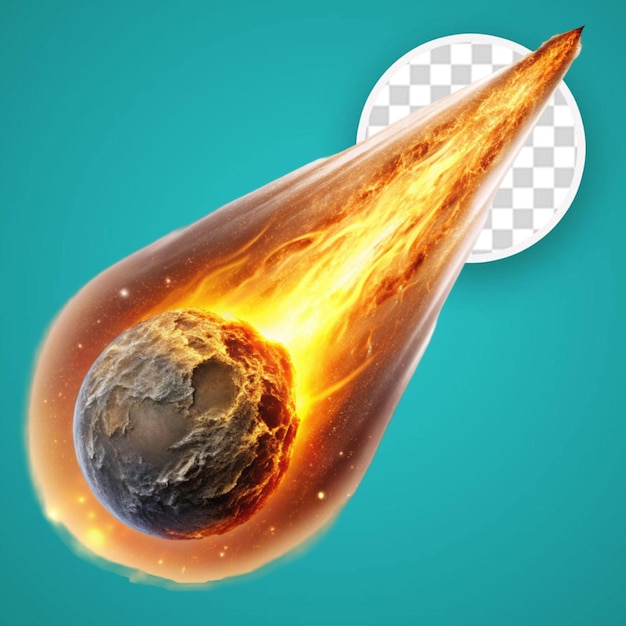PSD meteorito volador o asteroide bola de fuego cometa con un fuego