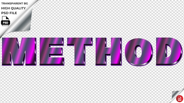 PSD méthode typographie lumière violette texte métallique psd transparent