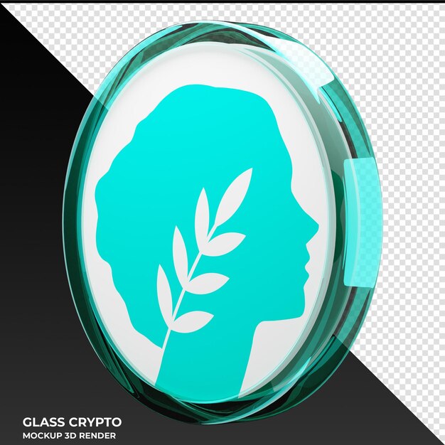 PSD metisdao metis glass crypto coin ilustração 3d